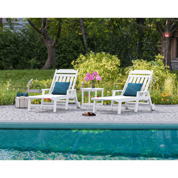 POLYWOOD Country Living 3-Piece Chaise Set with Arms and Wheels