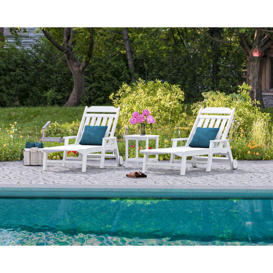 Country Living 3-Piece Chaise Set with Arms and Wheels