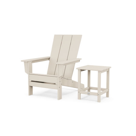 POLYWOOD Modern Studio Adirondack Chair with Side Table in Sand