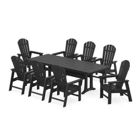 South Beach 9-Piece Farmhouse Dining Set with Trestle Legs in Black