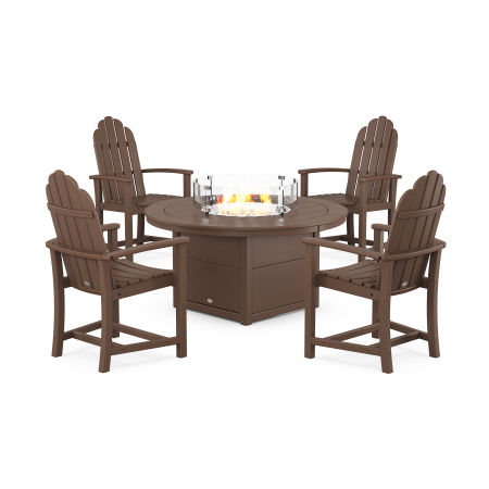 Classic 4-Piece Upright Adirondack Conversation Set with Fire Pit Table in Mahogany