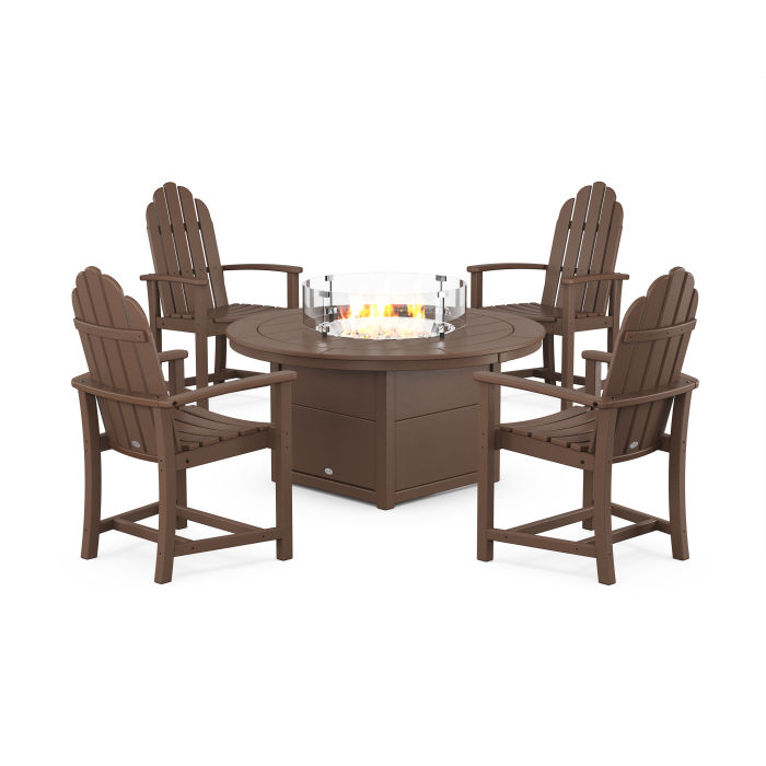 POLYWOOD Classic 4-Piece Upright Adirondack Conversation Set with Fire Pit Table