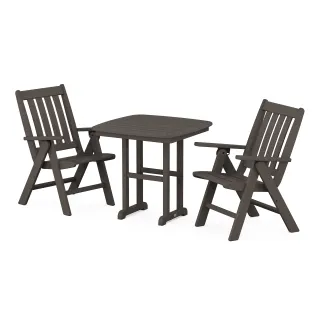 POLYWOOD Vineyard Folding Chair 3-Piece Dining Set in Vintage Finish