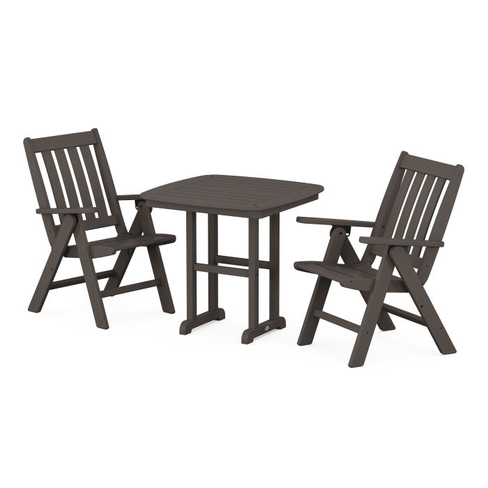 POLYWOOD Vineyard Folding Chair 3-Piece Dining Set in Vintage Finish