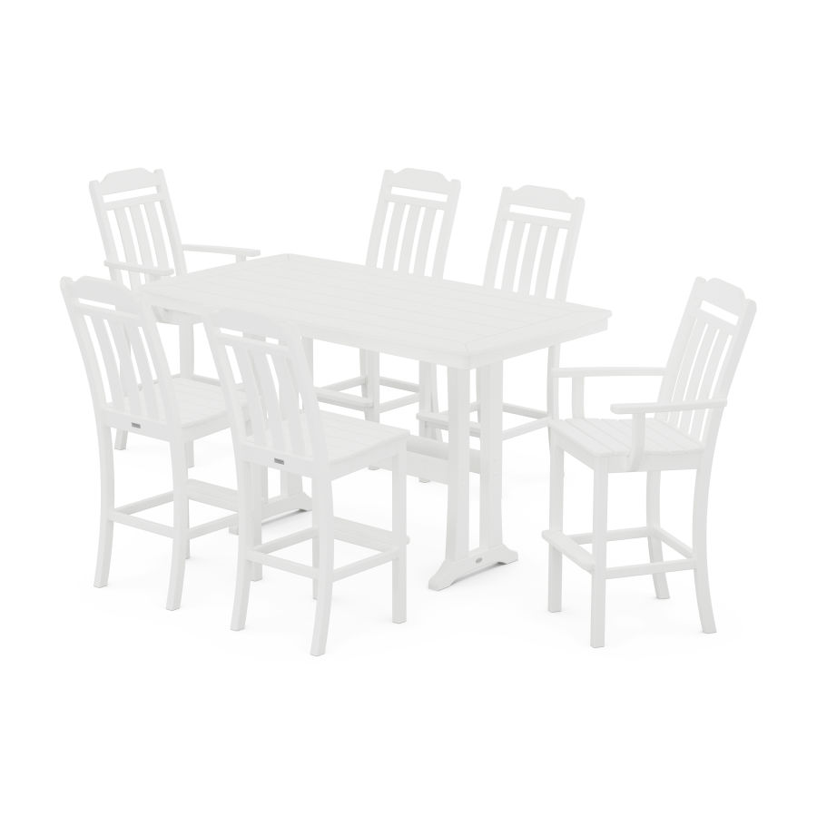 POLYWOOD Country Living 7-Piece Bar Set with Trestle Legs in White