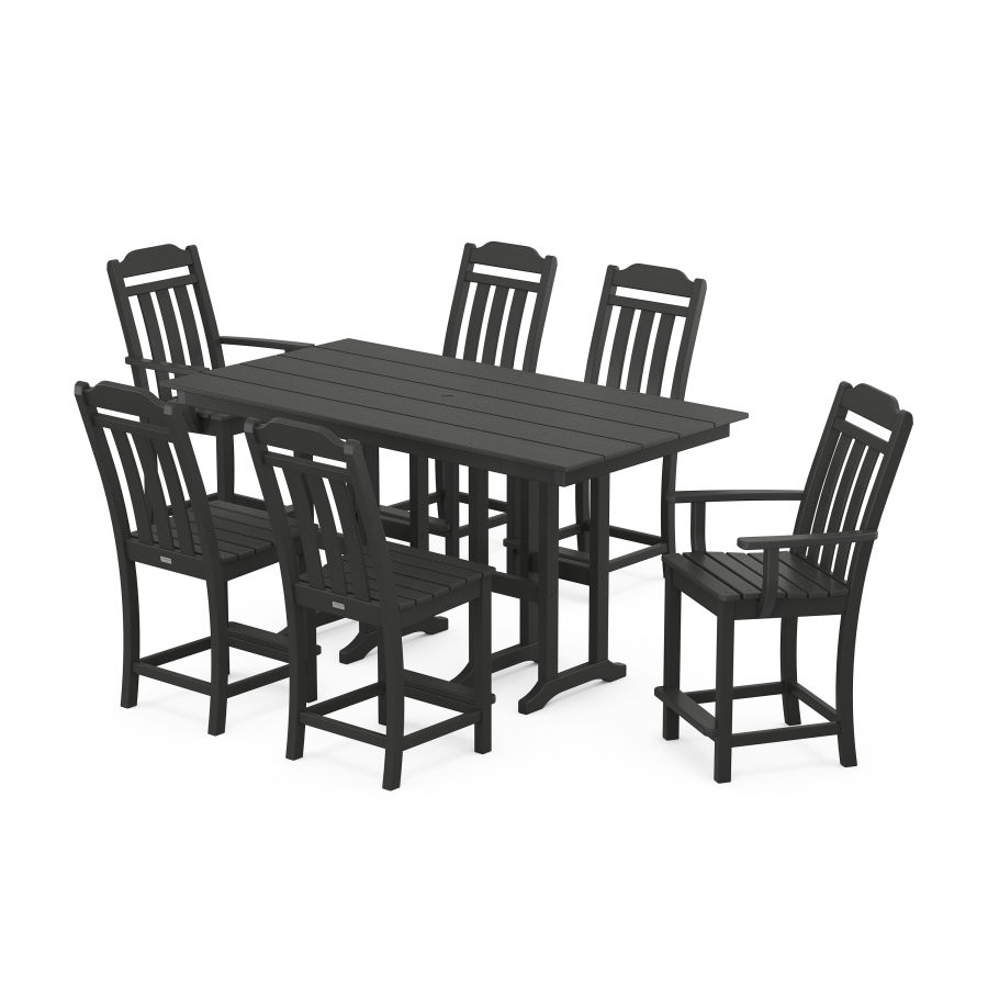 POLYWOOD Country Living 7-Piece Farmhouse Counter Set in Black