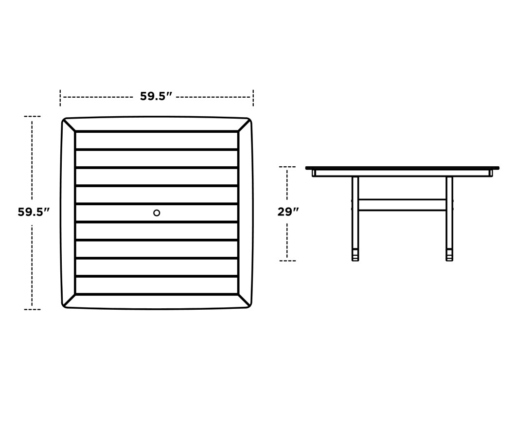 Dimensions for Nautical Trestle 59" Dining Table