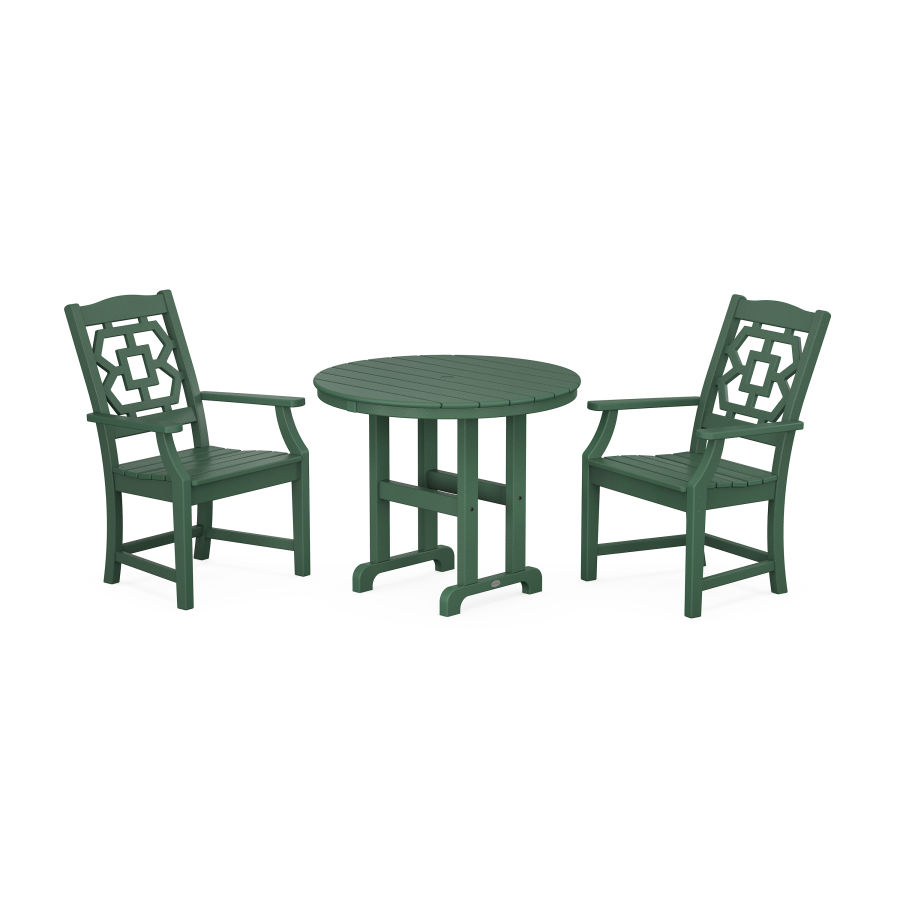 POLYWOOD Chinoiserie 3-Piece Farmhouse Dining Set in Green