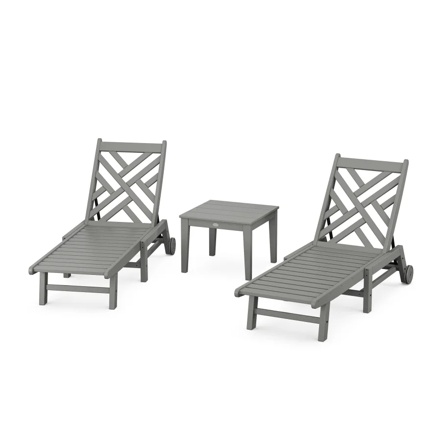 POLYWOOD Chippendale 3-Piece Chaise Set with Wheels