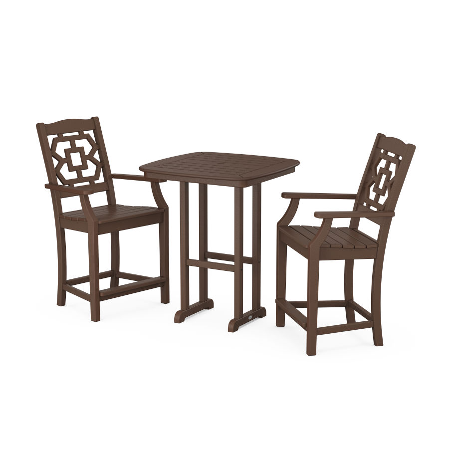 POLYWOOD Chinoiserie 3-Piece Counter Set in Mahogany