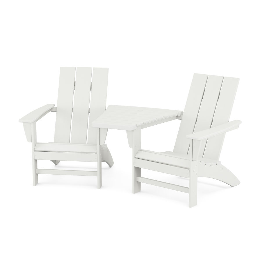 POLYWOOD Modern 3-Piece Adirondack Set with Angled Connecting Table in Vintage White