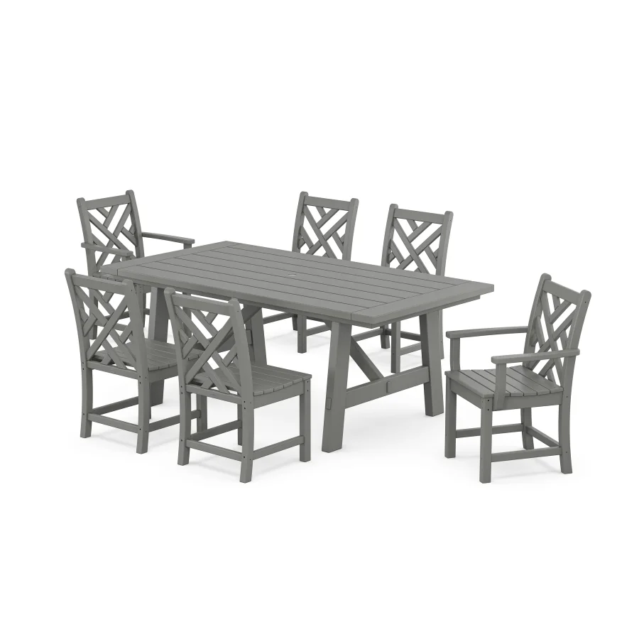 POLYWOOD Chippendale 7-Piece Rustic Farmhouse Dining Set