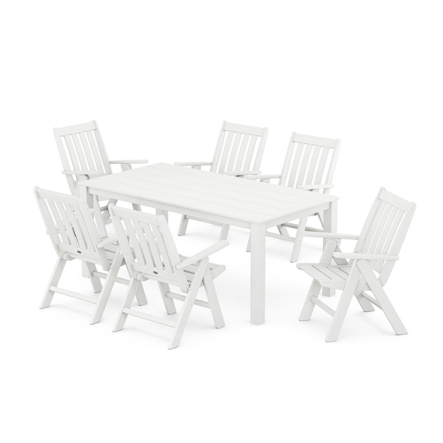 POLYWOOD Vineyard Folding Chair 7-Piece Parsons Dining Set in White