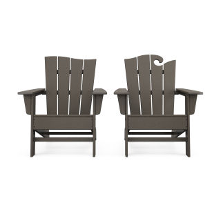 Wave 2-Piece Adirondack Set with The Wave Chair Left in Vintage Finish