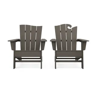 POLYWOOD Wave 2-Piece Adirondack Set with The Wave Chair Left in Vintage Finish