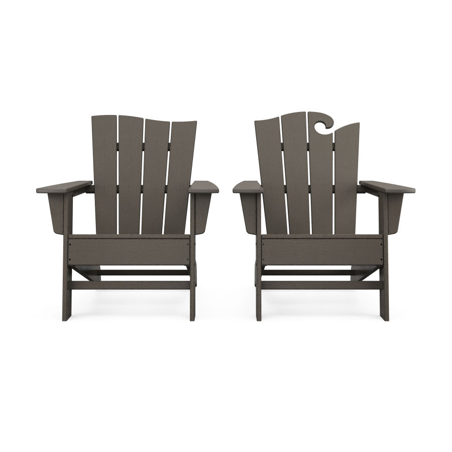 POLYWOOD Wave 2-Piece Adirondack Set with The Wave Chair Left in Vintage Finish