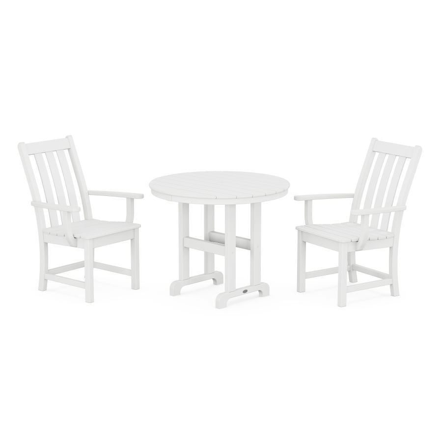 POLYWOOD Vineyard 3-Piece Round Dining Set in White