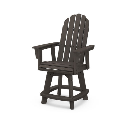 POLYWOOD Vineyard Curveback Adirondack Swivel Counter Chair in Vintage Finish