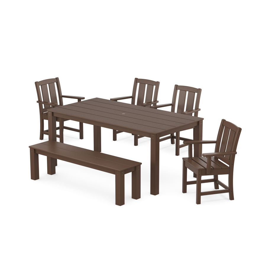POLYWOOD Mission 6-Piece Parsons Dining Set with Bench in Mahogany