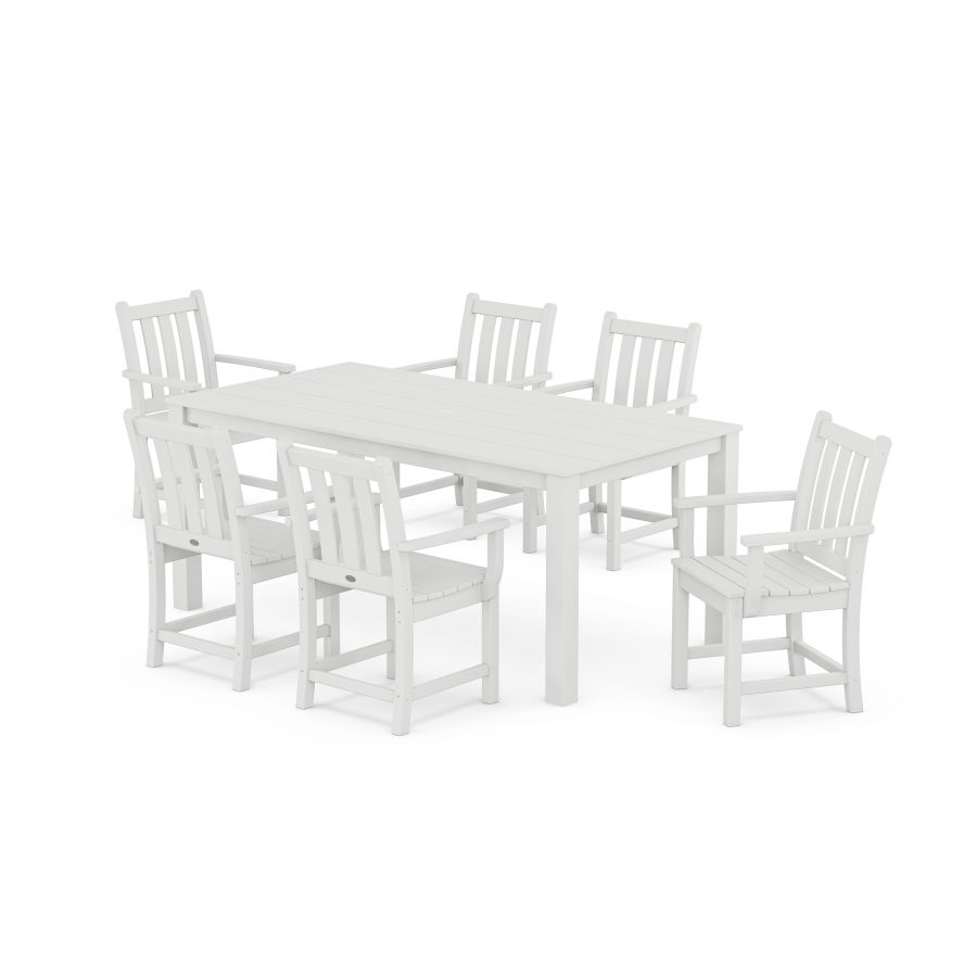 POLYWOOD Traditional Garden Arm Chair 7-Piece Parsons Dining Set in White