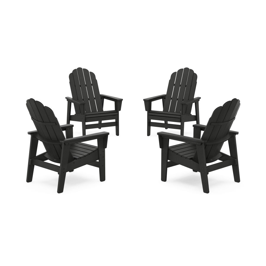 POLYWOOD 4-Piece Vineyard Grand Upright Adirondack Chair Conversation Set in Black