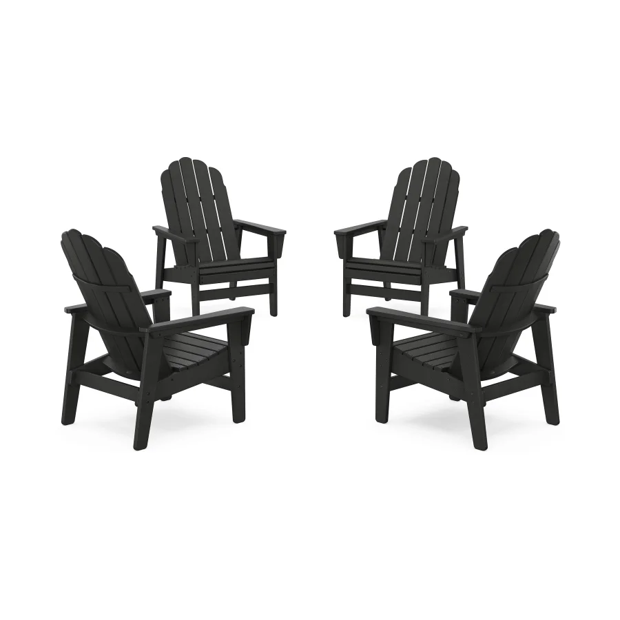 POLYWOOD 4-Piece Vineyard Grand Upright Adirondack Chair Conversation Set in Black