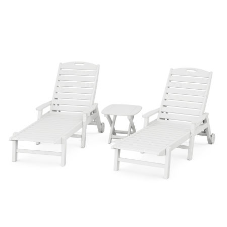 POLYWOOD Nautical 3-Piece Chaise Set in White