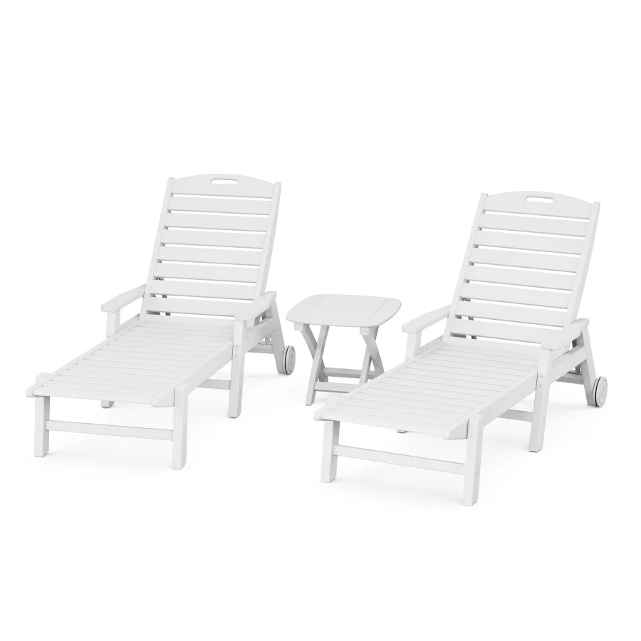 POLYWOOD Nautical 3-Piece Chaise Set in White