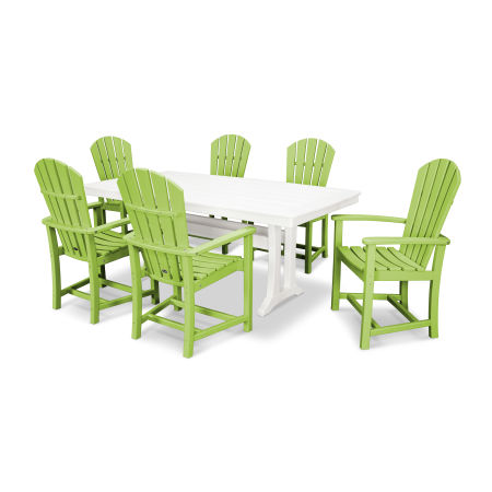 7 Piece  Palm Coast Dining Set in Lime / White