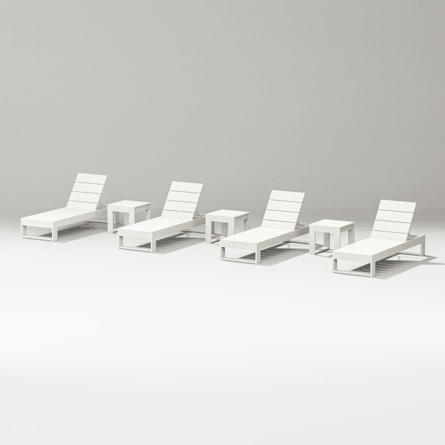 POLYWOOD Latitude 7-Piece Lounge Chaise Set in Vintage White
