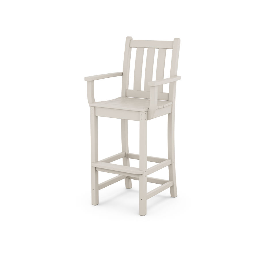 POLYWOOD Traditional Garden Bar Arm Chair in Sand