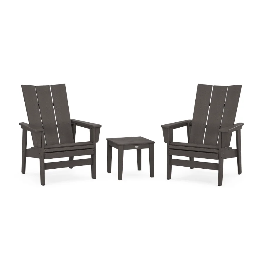 POLYWOOD 3-Piece Modern Grand Upright Adirondack Set in Vintage Finish