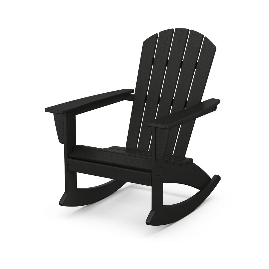 POLYWOOD Nautical Adirondack Rocking Chair in Black