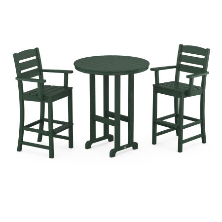 POLYWOOD Lakeside 3-Piece Round Bar Arm Chair Set in Green