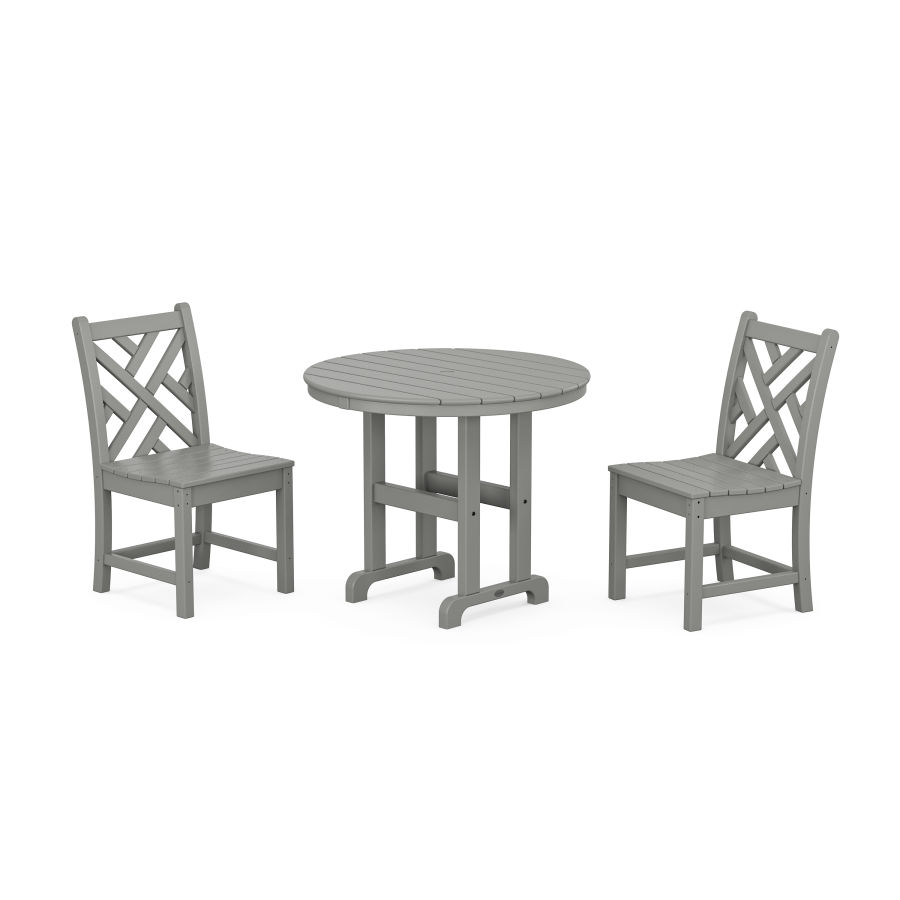 POLYWOOD Chippendale Side Chair 3-Piece Round Dining Set