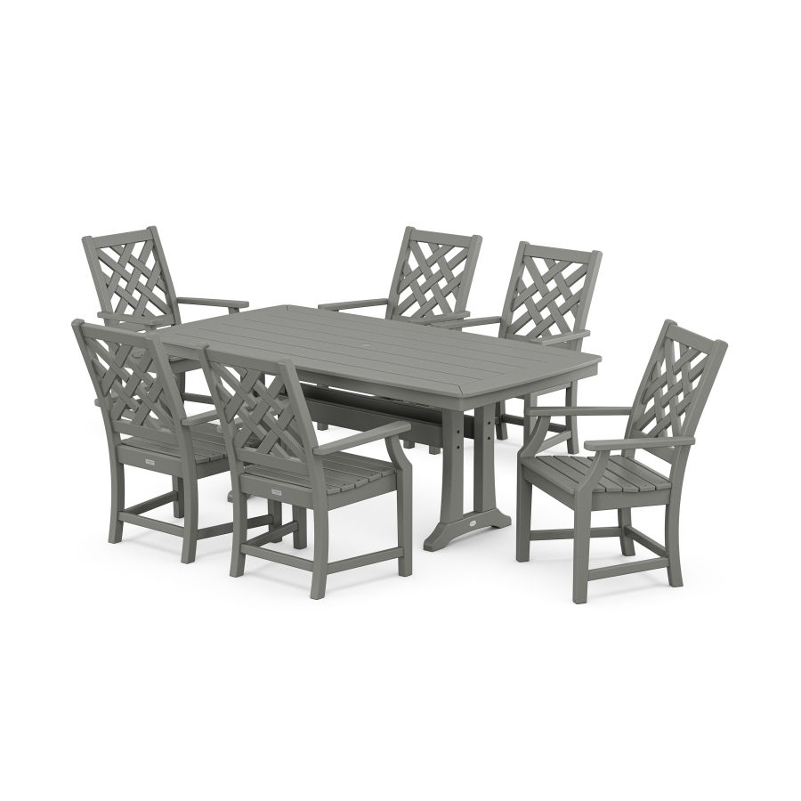 POLYWOOD Wovendale Arm Chair 7-Piece Dining Set with Trestle Legs