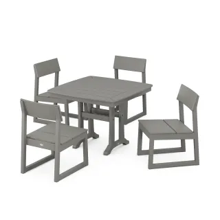 POLYWOOD EDGE Side Chair 5-Piece Dining Set with Trestle Legs