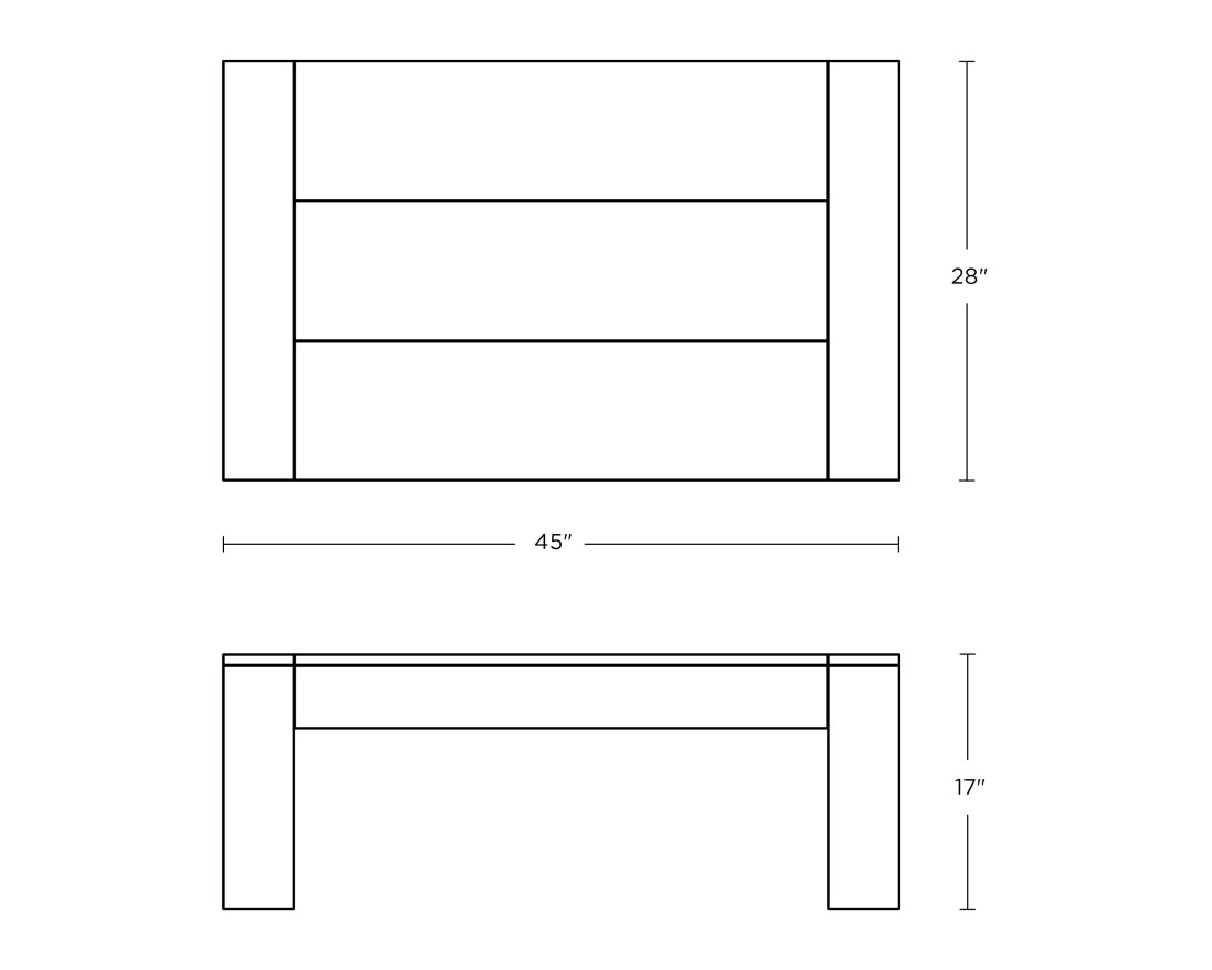 Dimensions for Latitude Rectangle Coffee Table