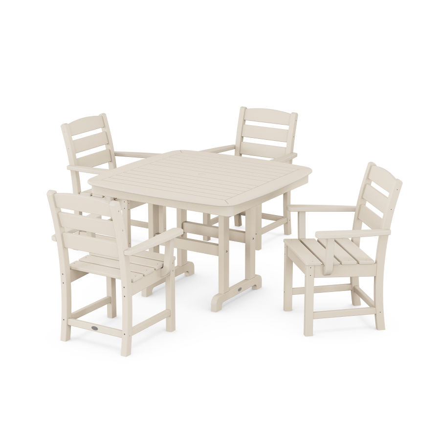 POLYWOOD Lakeside 5-Piece Dining Set with Trestle Legs in Sand