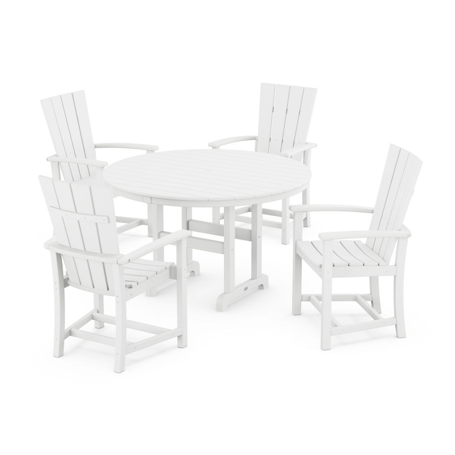 POLYWOOD Quattro 5-Piece Round Dining Set in White