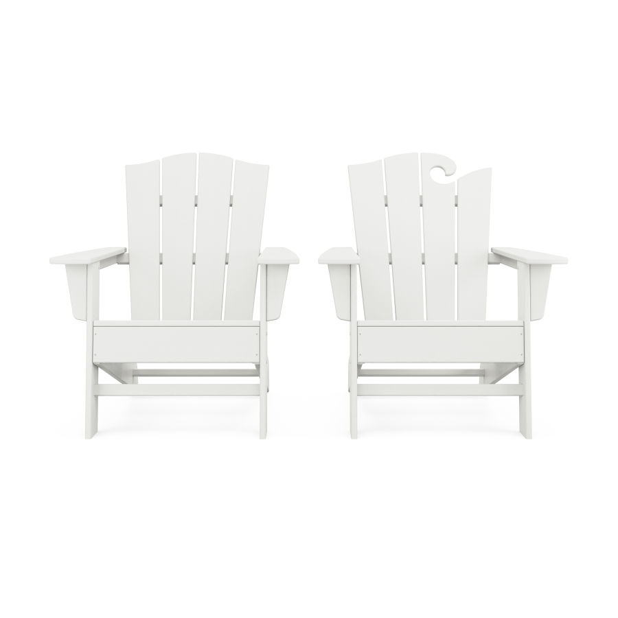 POLYWOOD Wave 2-Piece Adirondack Chair Set with The Crest Chair in Vintage White