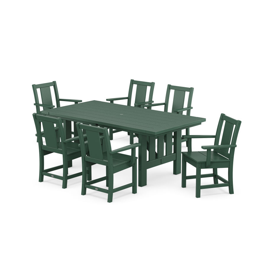 POLYWOOD Prairie Arm Chair 7-Piece Mission Dining Set in Green