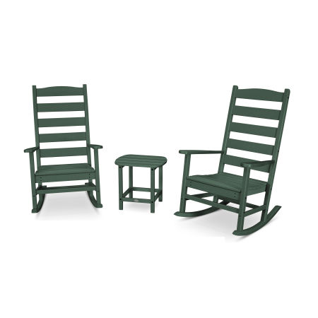 Shaker 3-Piece Porch Rocking Chair Set in Green