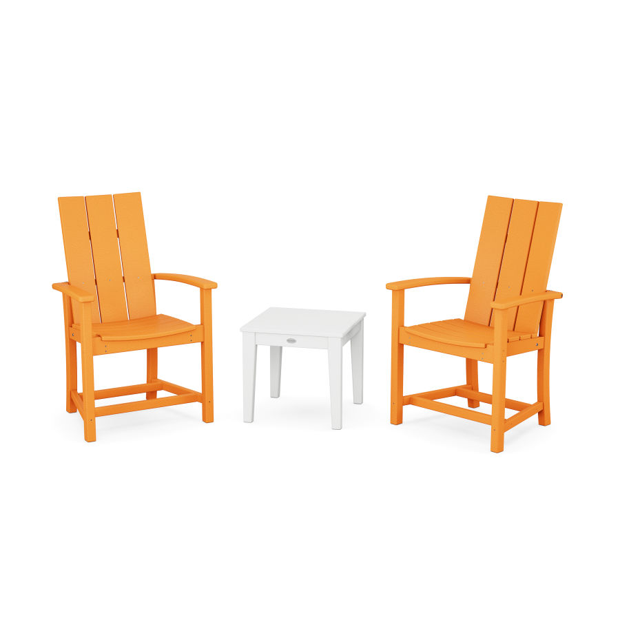POLYWOOD Modern 3-Piece Upright Adirondack Chair Set in Tangerine