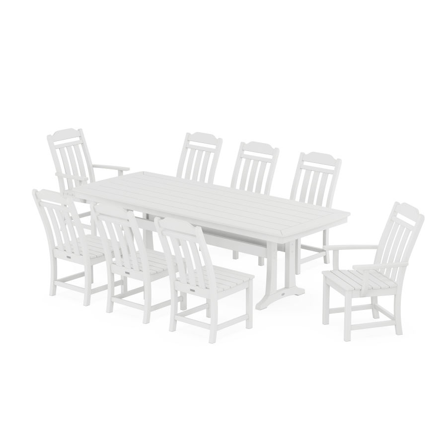 POLYWOOD Country Living 9-Piece Dining Set with Trestle Legs in White