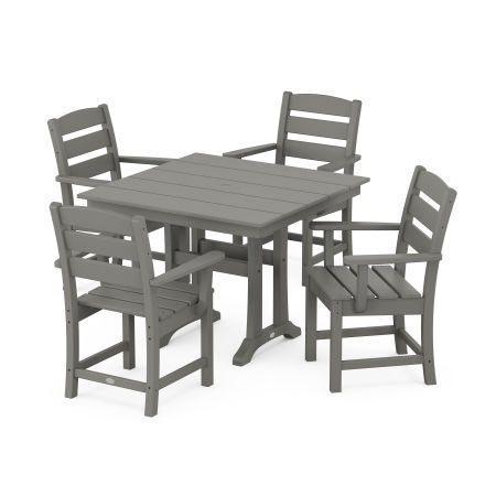 Lakeside 5-Piece Farmhouse Trestle Arm Chair Dining Set in Slate Grey