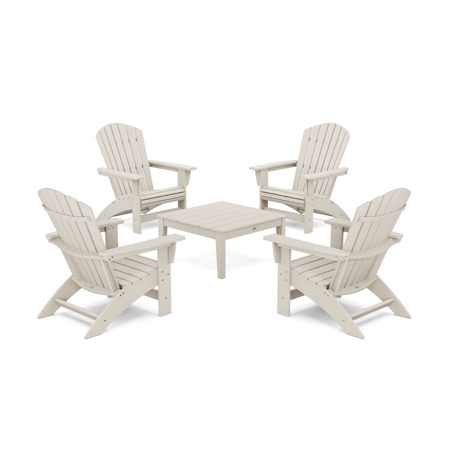 POLYWOOD 5-Piece Nautical Grand Adirondack Chair Conversation Group in Sand
