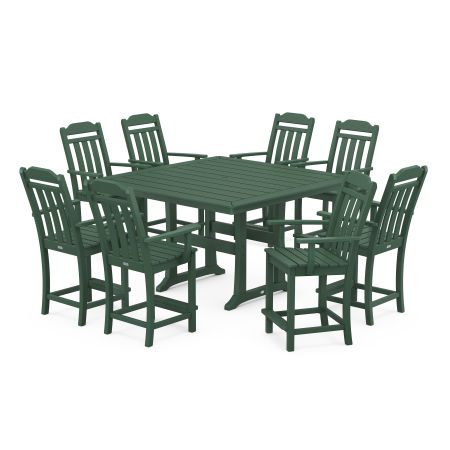 Country Living 9-Piece Square Counter Set with Trestle Legs in Green