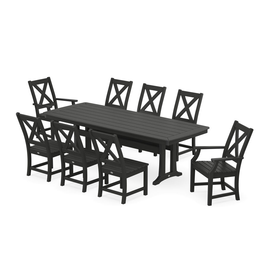 POLYWOOD Braxton 9-Piece Dining Set with Trestle Legs in Black