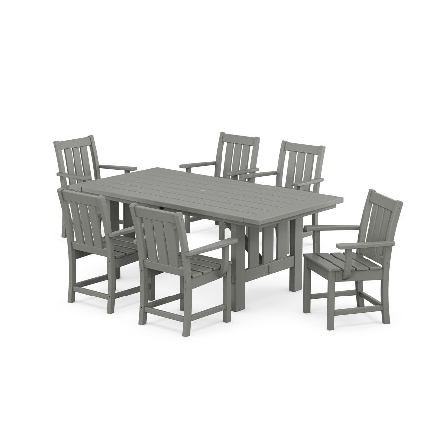 POLYWOOD Oxford Arm Chair 7-Piece Mission Dining Set in Slate Grey